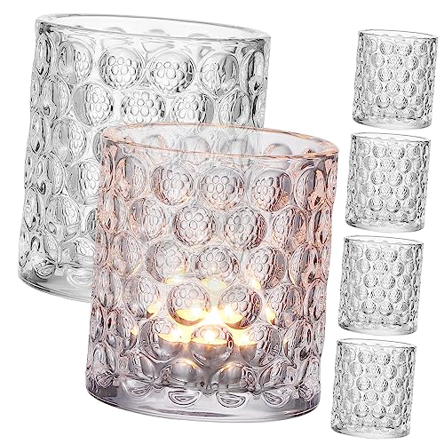 6 Pezzi Coppa Candeliere in Goffrato a Pois Retrò Copripoltrone Porta Candele Votive Portacandele Per Matrimonio Centrotavola Portacandele Tealight Candelieri Bicchiere Nozze