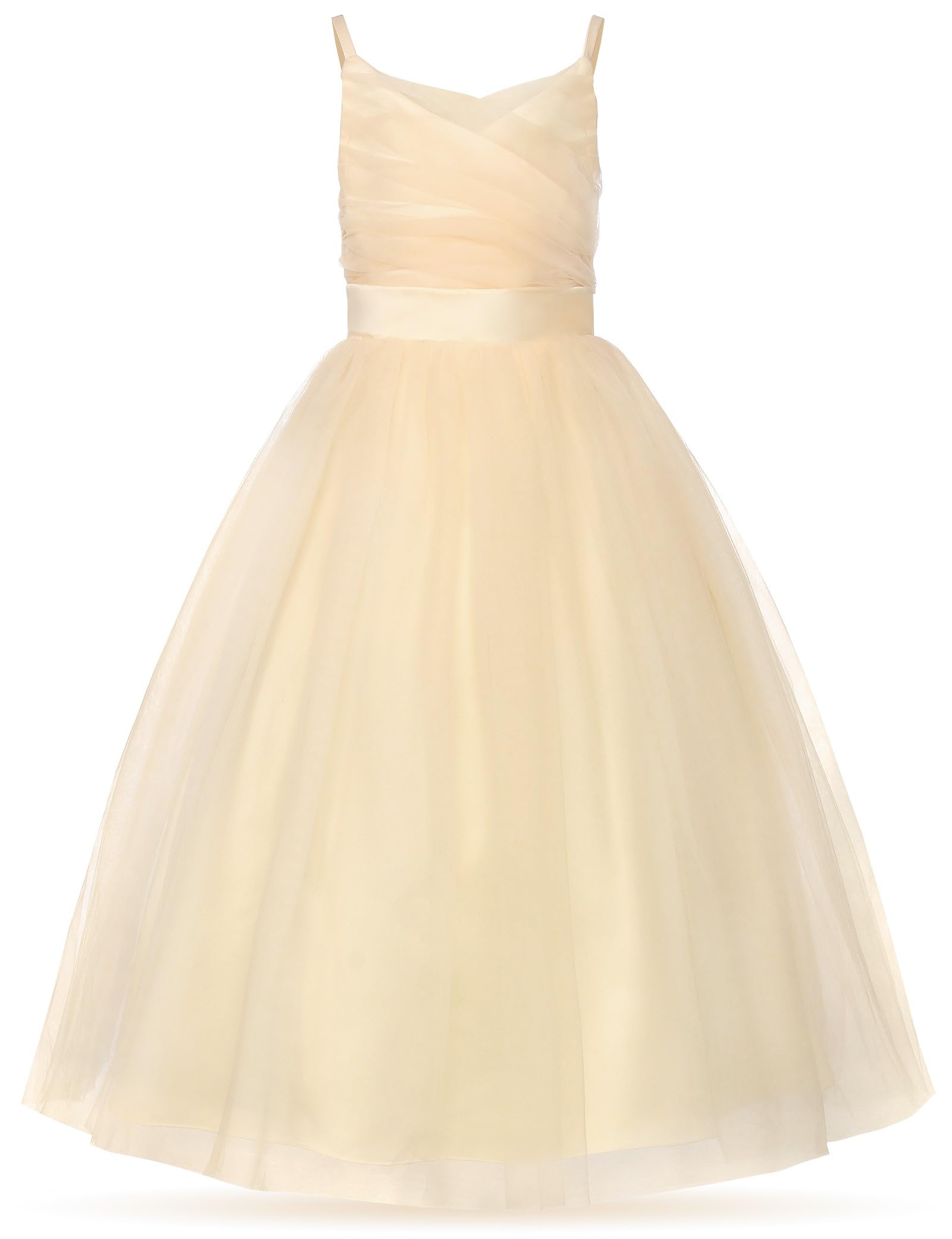 Uhnice Flower Girl Spaghetti Strap Dress A-Line Ball Gown Tulle Dresses for Wedding Birthday Party