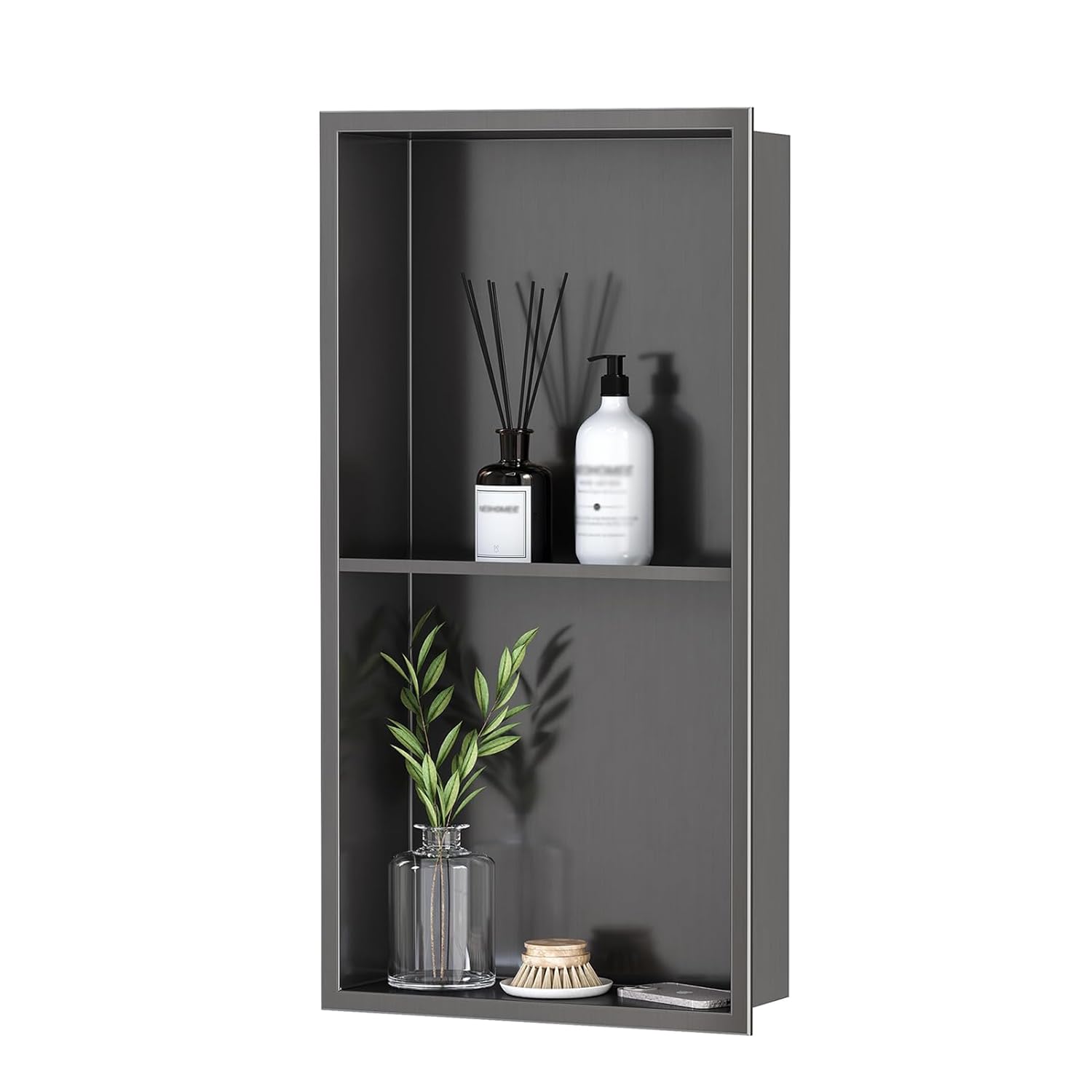 Bathroom Wall Niche Recessed Niche Stainless Steel Shower Shelf Caddy No Tile Needed Square Wall Double Shelves Storage