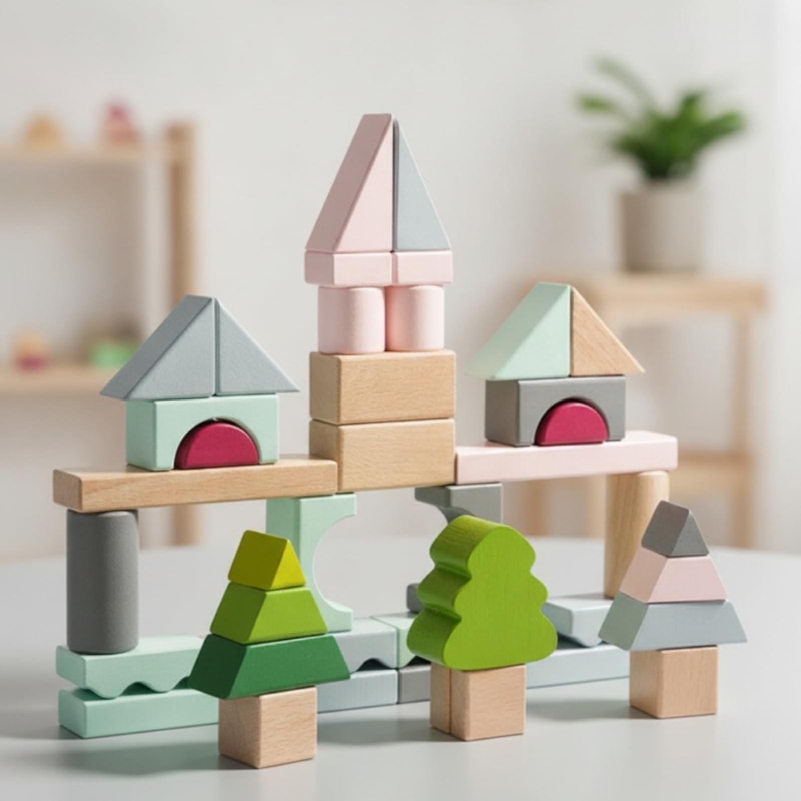43 Piezas Bloques con Formas Pastel