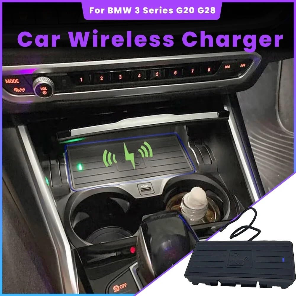 Support de chargeur sans fil for voiture, compatible avec BMW série 3 G20 G28 2019 2020, Charge rapide, support de téléphone portable, accessoires de commande centrale