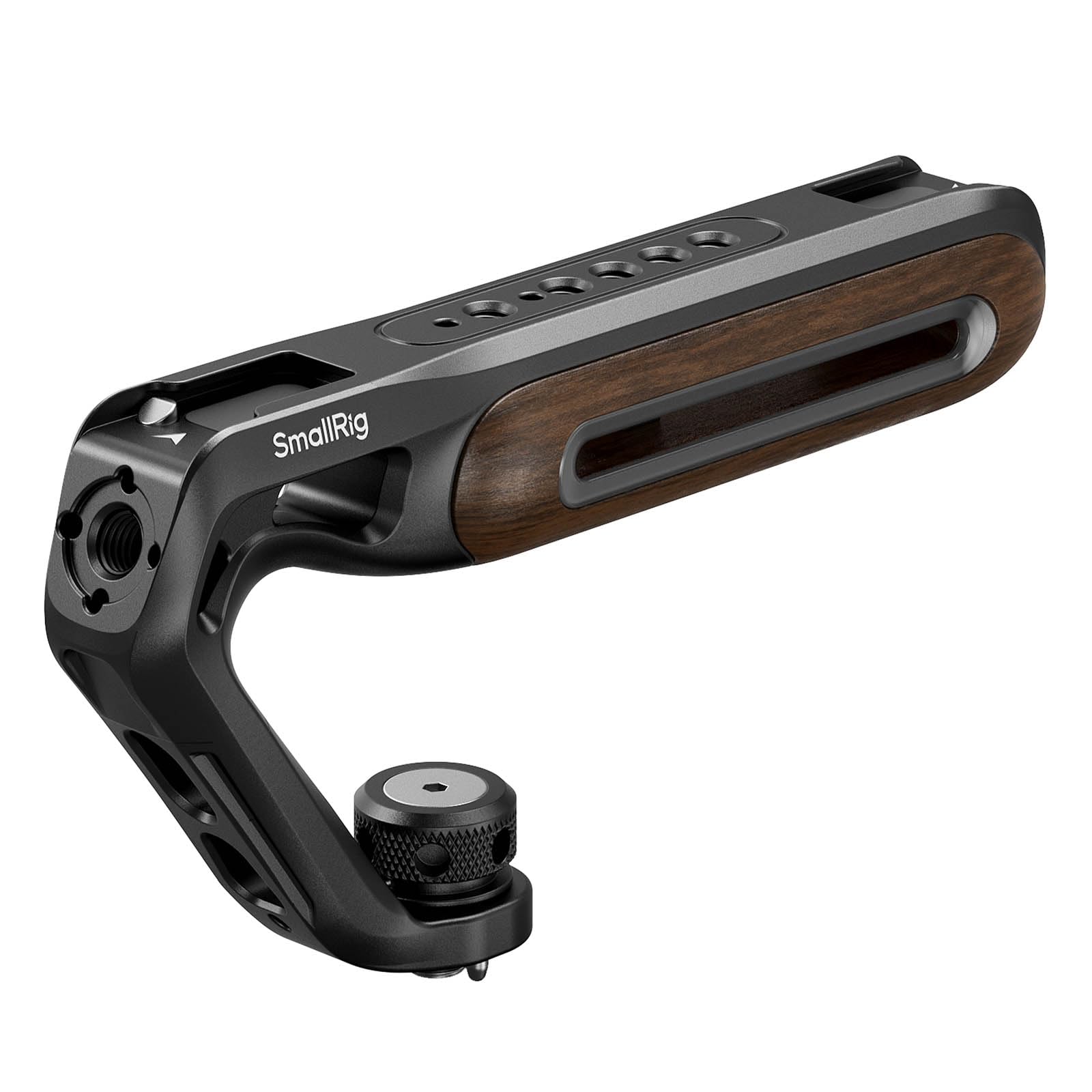SMALLRIG Wooden Top Handle with Retractable 1/4''-20 and 3/8''-16 Locating Screw for ARRI, Max Load 15kg / 33.1lb for Universal Camera Cages and Rigs, 2 Cold Shoe Adapters to Mount Accessories- 5252-picture-24