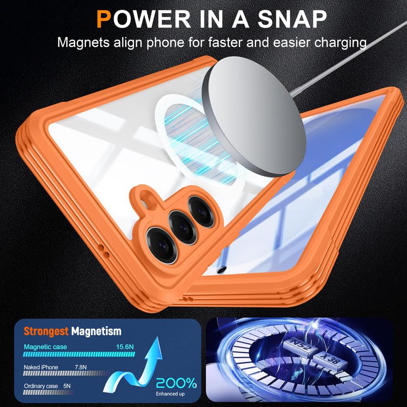 Image of LuxuryKase Shockproof Front & Back Cover for Samsung Galaxy S26 with Full Body Protection | Strong Grip | Camera & Screen Guard | Wireless Charging Support | Durable TPU+PC Design - Orange