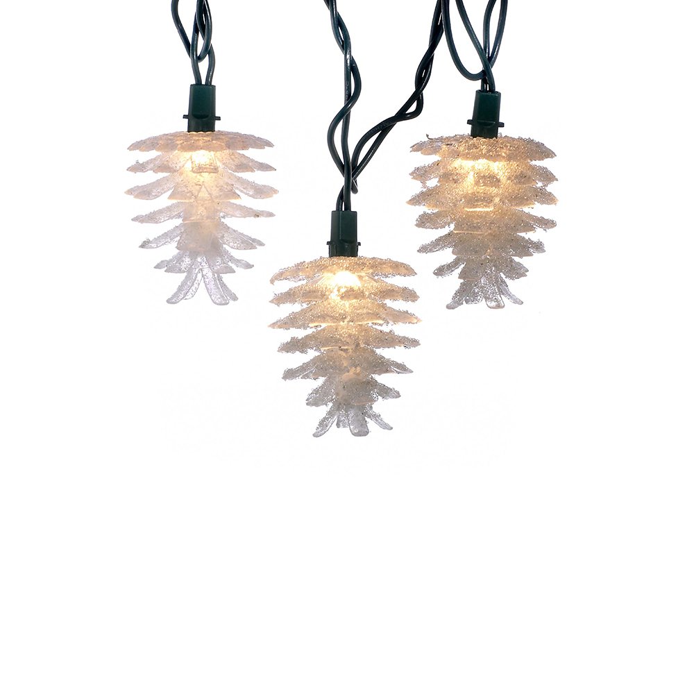 Kurt Adler 10-Light Clear Pinecone Light Set