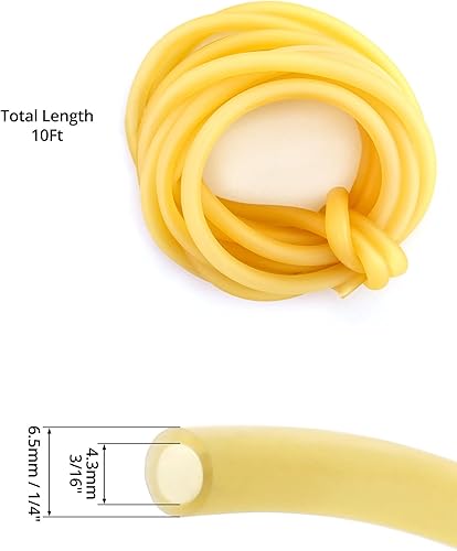Miniatura 5 de QWORK Tubo quirúrgico de goma de látex natural de 10 pies y 1/4 pulgadas de diámetro exterior de 3/16 pulgadas de diámetro exterior para el hogar,