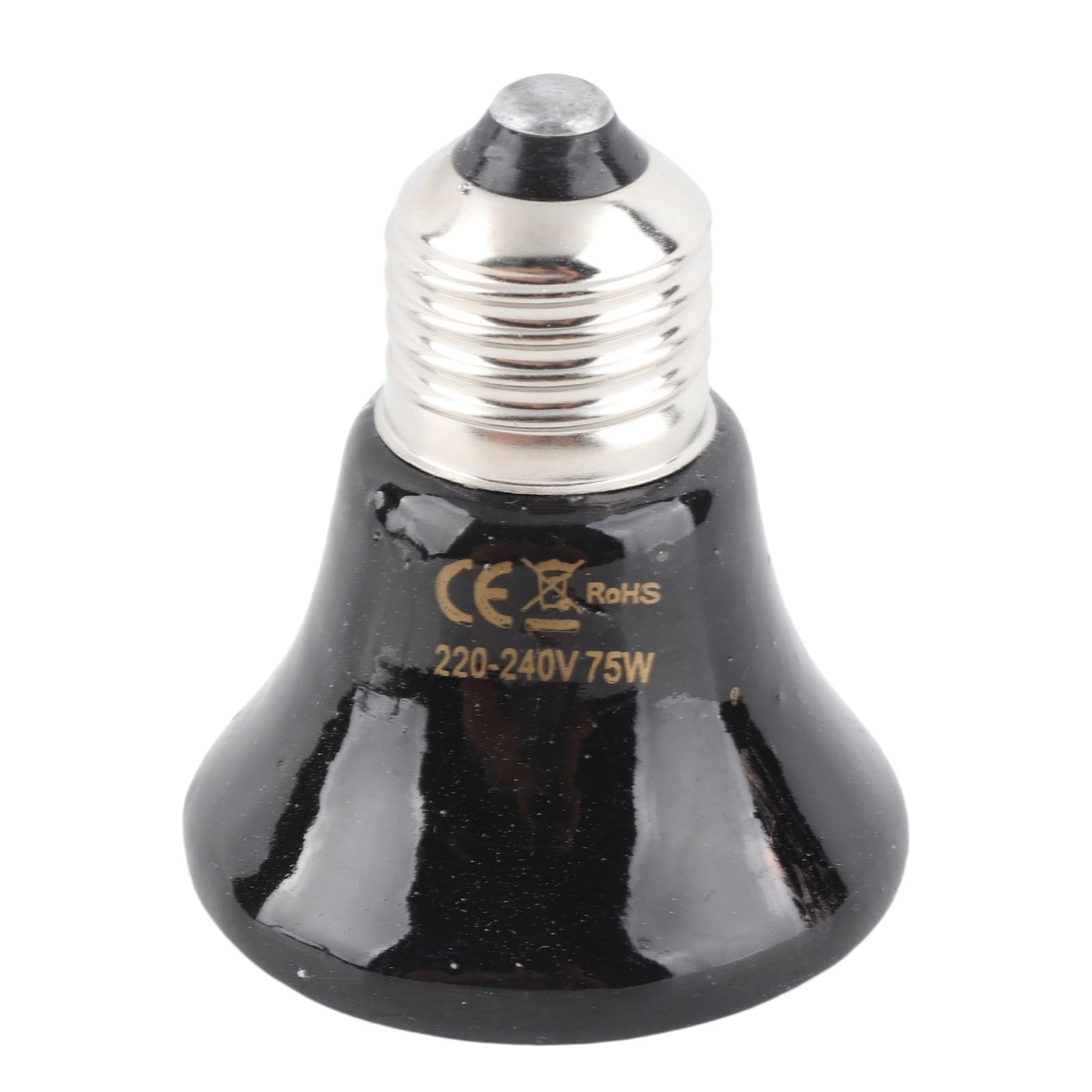 Zisemeil Ceramic Reptile Heat Lamp Bulb, Ceramic Heat Lamp, Mini Infrared Heat Ceramic Amphibian Heat Lamp for Lizards Reptiles -240V (75W Black)