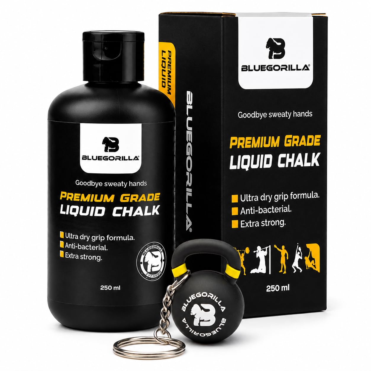 BLUEGORILLA Magnesio Líquido 250ml Líquido Secado Rápido Agarre Crossfit Calistenia Escalada Halterofilia Padel
