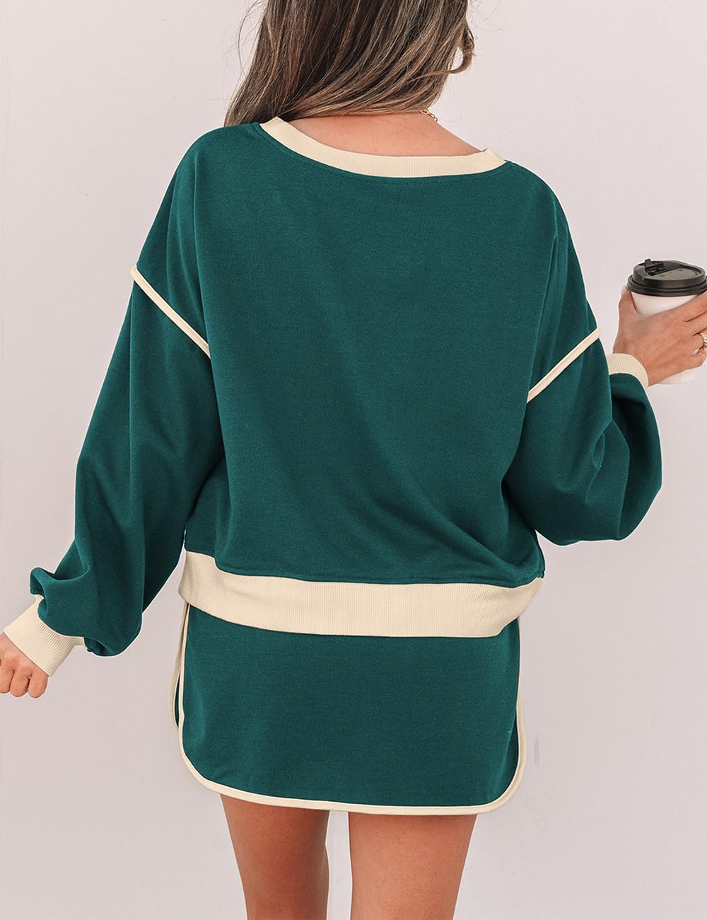 Ecosunny 2 Piece Sets for Women Casual Tracksuit Sweatshirt Waist Skirted Skorts Matching Set Lounge Wear Sweat Suit - Image 4