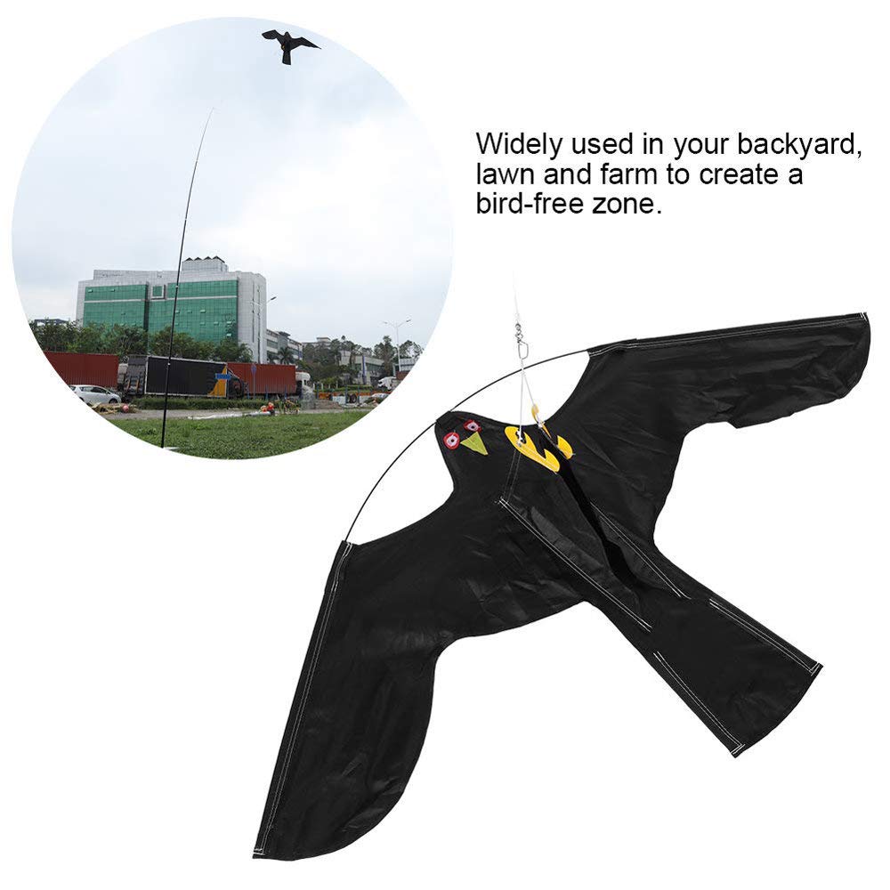Defensores Halcón Cometa, Extensible Repelente De Pájaros Scarer Proteger Cultivos De Agricultores Flying Bird Kite Scarer Halcón Cometa (con Poste Telescópico De 5 M)