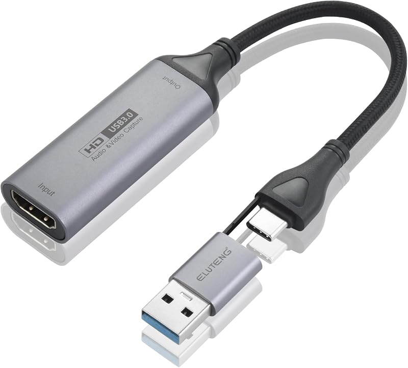 Tarjeta de captura de juegos HDMI 4K, USB 3.0/Tipo-C 1080P 60FPS de baja latencia | Grabación de pantalla con tarjeta de captura de vídeo para conferencia de enseñanza de juegos en streaming