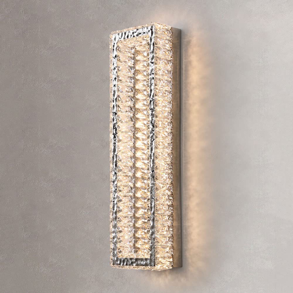 SXSCARKX Crystal Wall Sconce Postmodern Mount Lighting Fixture, Chrome Lamp LED Headboard Light, Bedroom Bedside Sconces Living Room Decor Wash Lights (Color : Cromo, Size 48cm)