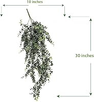 Vista 7 de Plantas colgantes artificiales – Arbusto verde de eucalipto de 30 pulgadas de largo, planta falsa para decoración de oficina, hogar