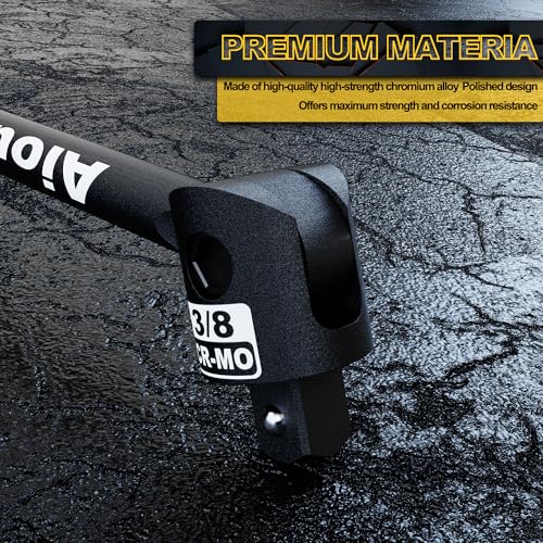 Image of 3 /8 inch Drive 17.5 Inch Breaker Bar, Heavy Duty Head, Premium Chromium-Molybdenum Steel, Laser Etched Marking, for Grip and Break Loose Tight Bolts, Nuts