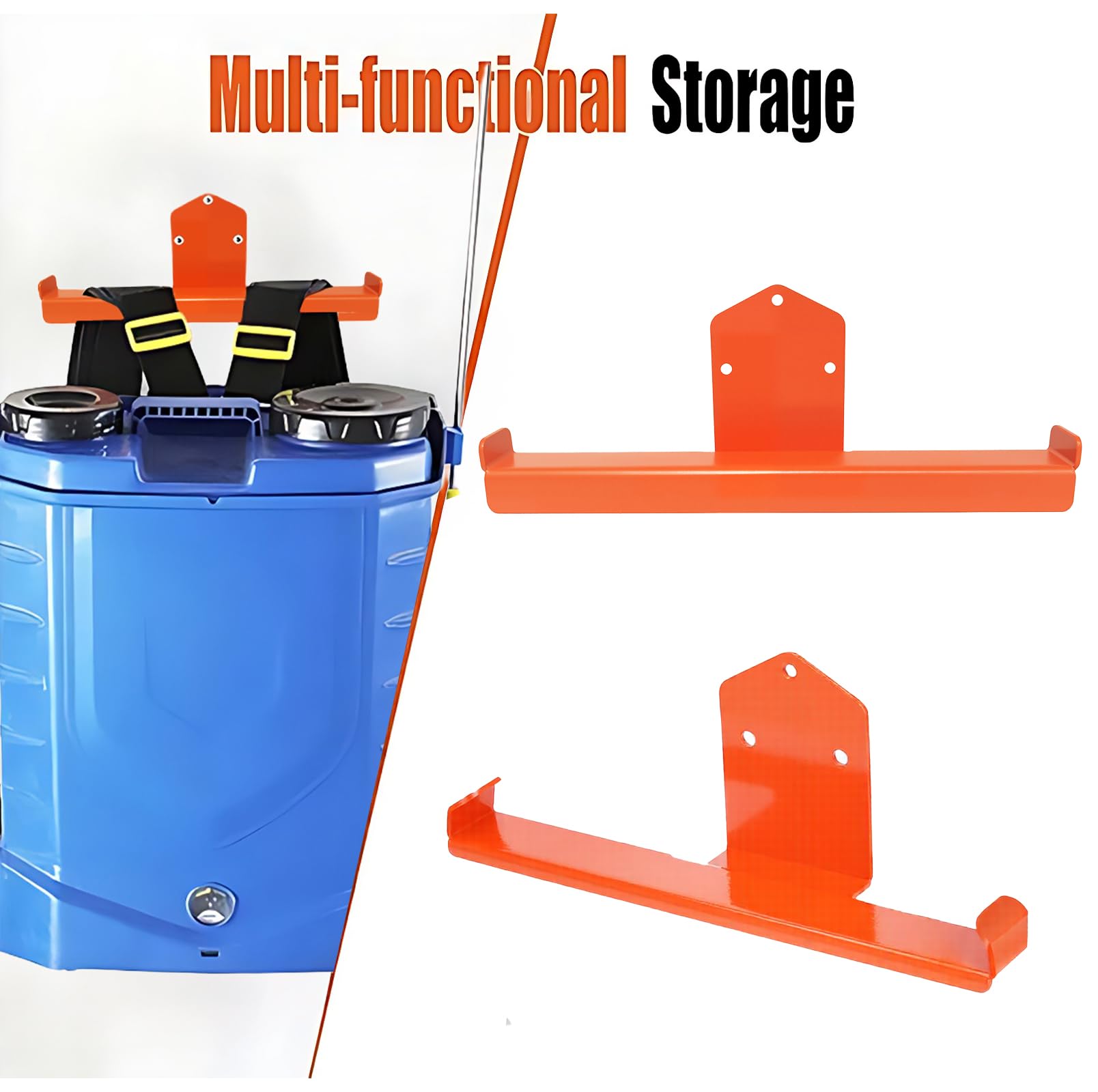 Ganchos de pared para garaje, 2 unidades, para mochila, soplador de hojas, con revestimiento de goma naranja, capacidad de carga máxima de 66 libras, soporte de pared para garaje, cobertizo
