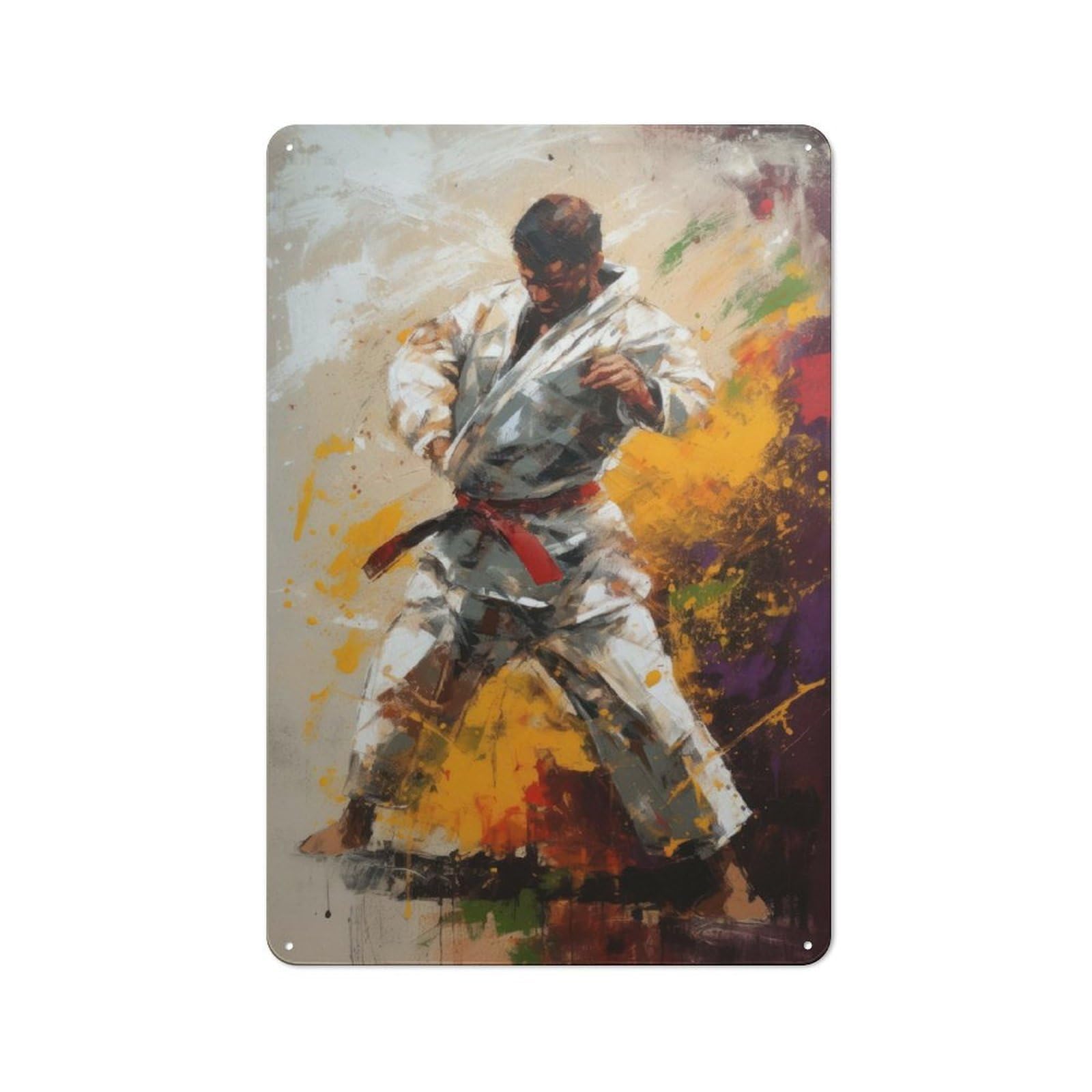 Junmoney Martial Arts Excellence Tin Wall Plaque 30X20cm With For Garage Wall, For Collectors Of Retro Metal Wall Decor