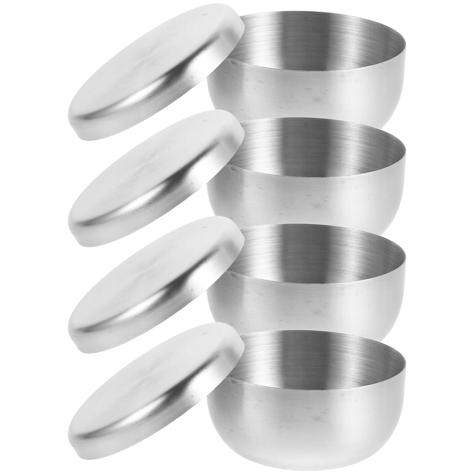 Ipetboom 4 Pezzi Ciotole da Barba in Acciaio Inox 304 Martellato Set da 4 con Coperchio, Ciotole da Viaggio per Crema e Schiuma da Barba, Multiuso per Rasatura Uomo e Cucina Quotidiana