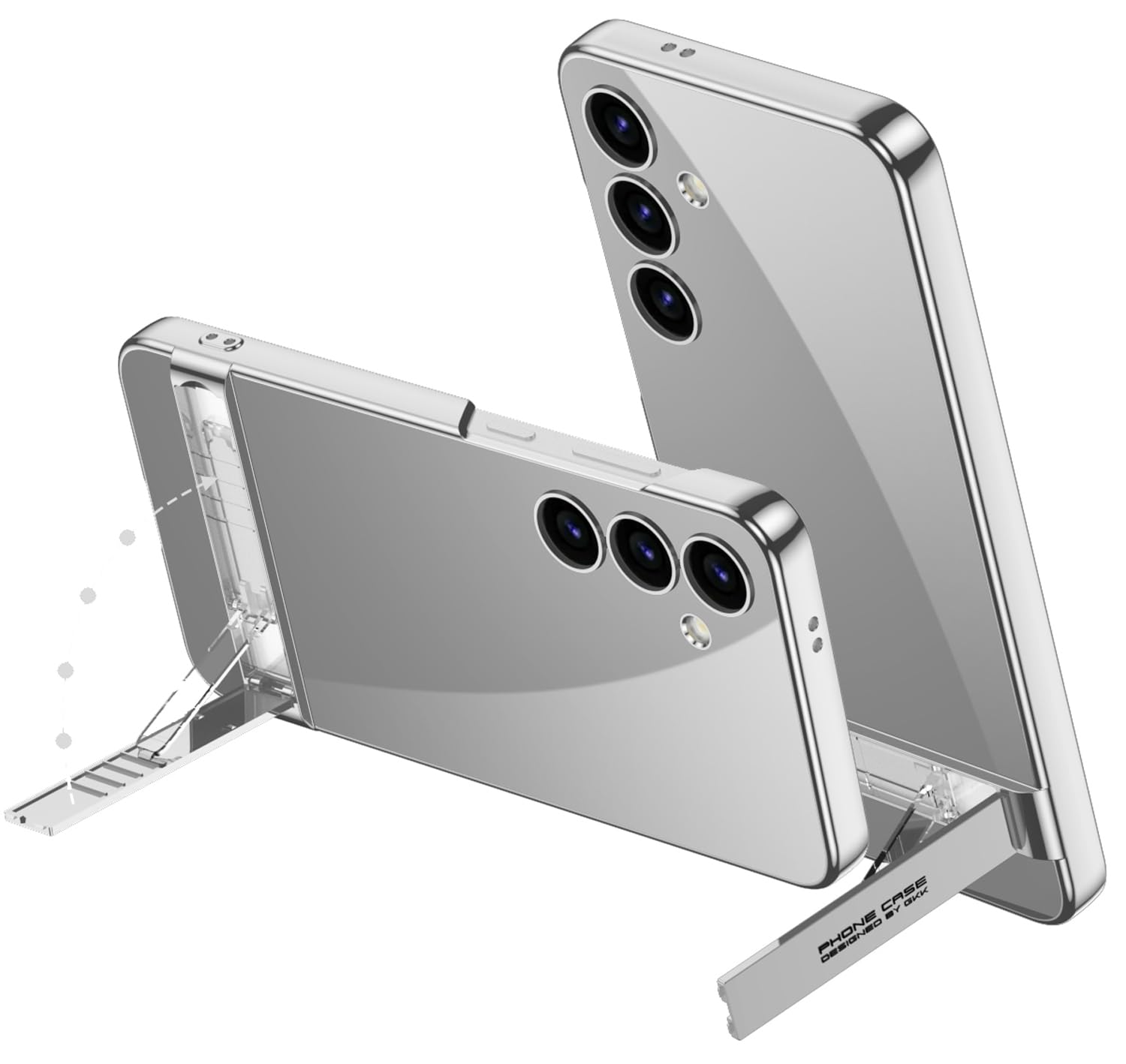 Kapa Phantom Ultra Thin Back Case for Samsung Galaxy S24 Plus Cover | Inbuilt Kick Stand Electroplated Edges Full Body Protection Back Cover (Silver) (B0CSFB6PQM) Amazon Price History, Amazon Price Tracker