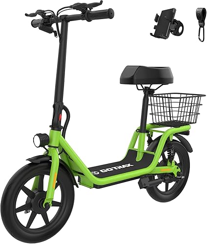 Gotrax FLEX Electric Scooter with Seat for Adult, 18.6Miles Range&15.5Mph Power by 400W Motor, 14" Pneumatic Tire&Height Adjustable Seat, Foldable
