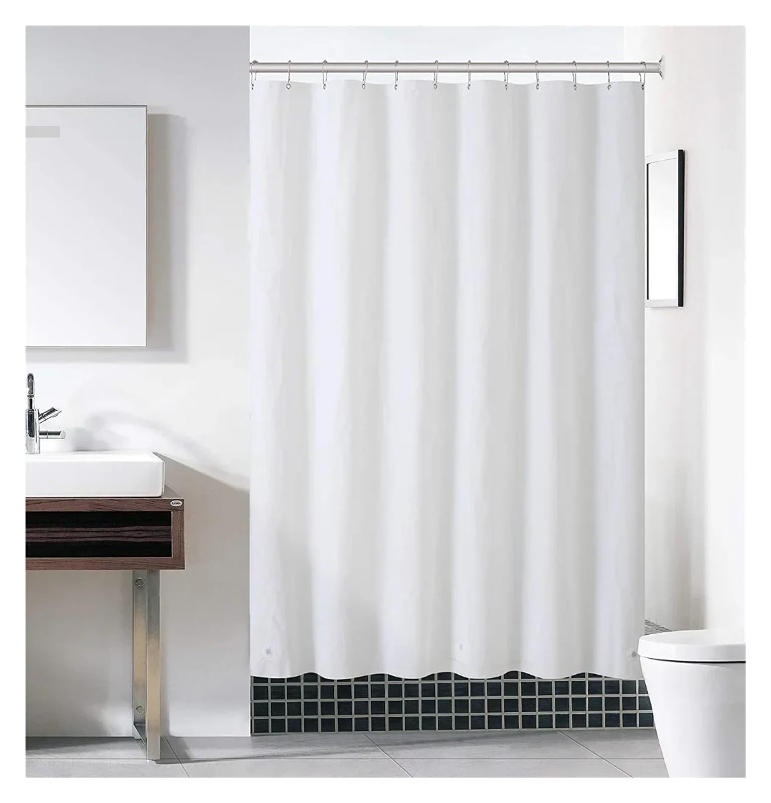 Cortina de ducha impermeable de 180 x 230 cm, tela gruesa, calidad hotelera, color blanco, ideal para bañera, resistente al moho, diseño elegante, cubierta de privacidad, duradera y elegante