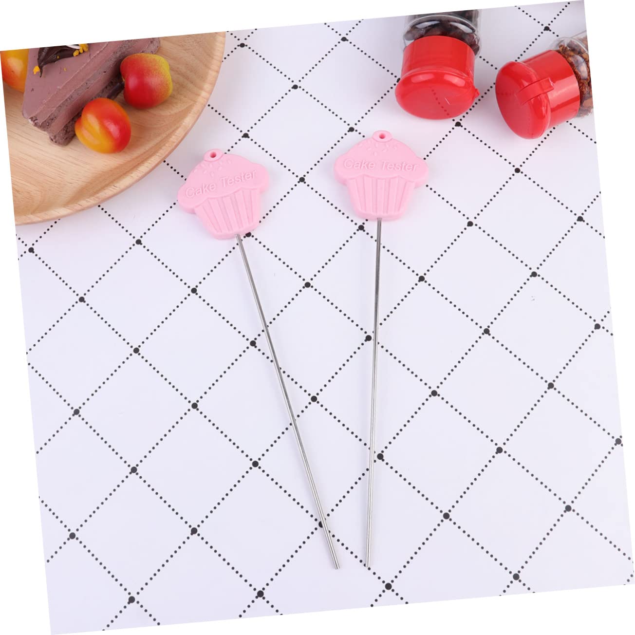 OFFSCH 2Pcs Pink Stainless Steel Cake Tester with Grip Baking Tool for Muffins Biscuits and Bread Testing Reusable and Practical Cake Test Needle