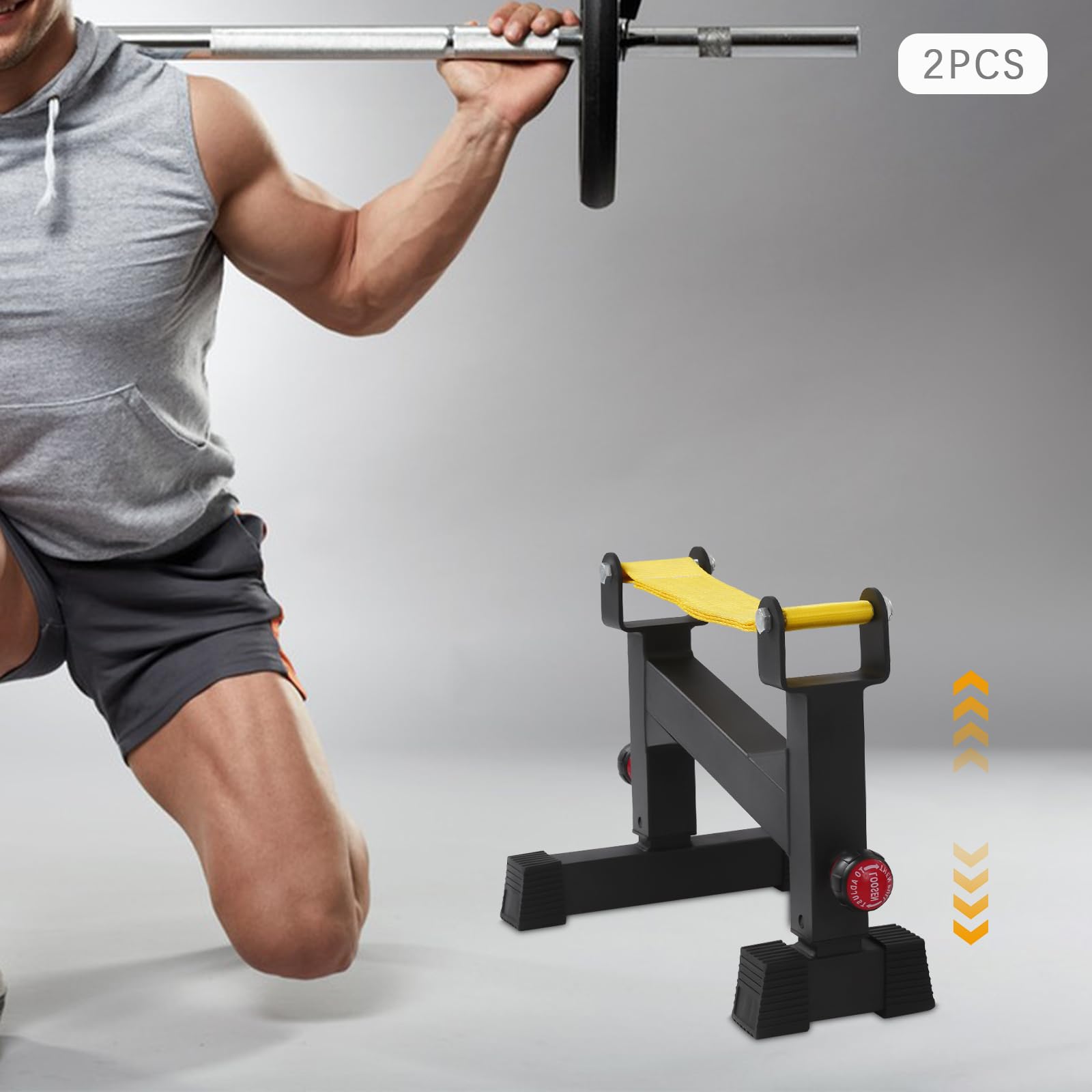 Set di 2 supporti per sollevamento pesi, in acciaio al carbonio, per bilanciere e squat, regolabile in altezza, fino a 300 kg, per esercizi di sollevamento