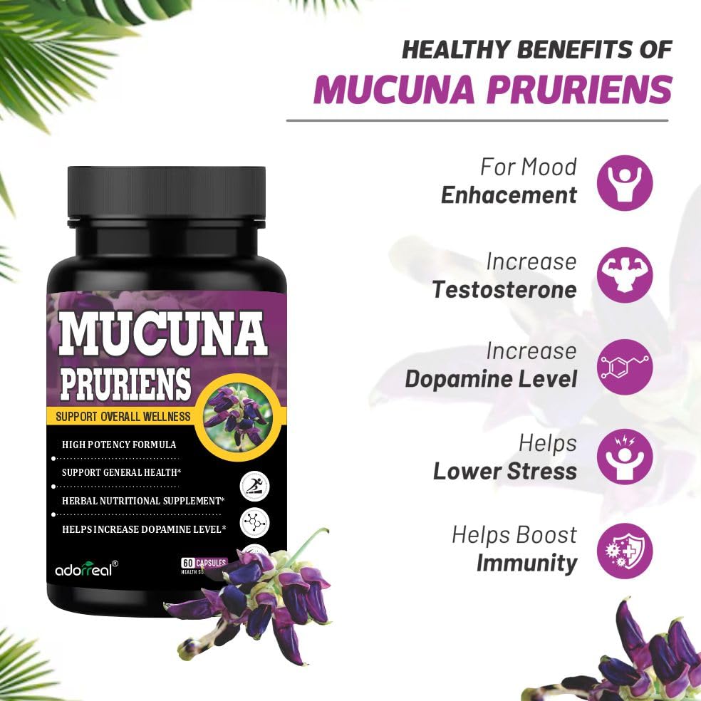 Adorreal Mucuna Pruriens Capsules | Herbal Nutritional Supplement | 60 Capsules 1