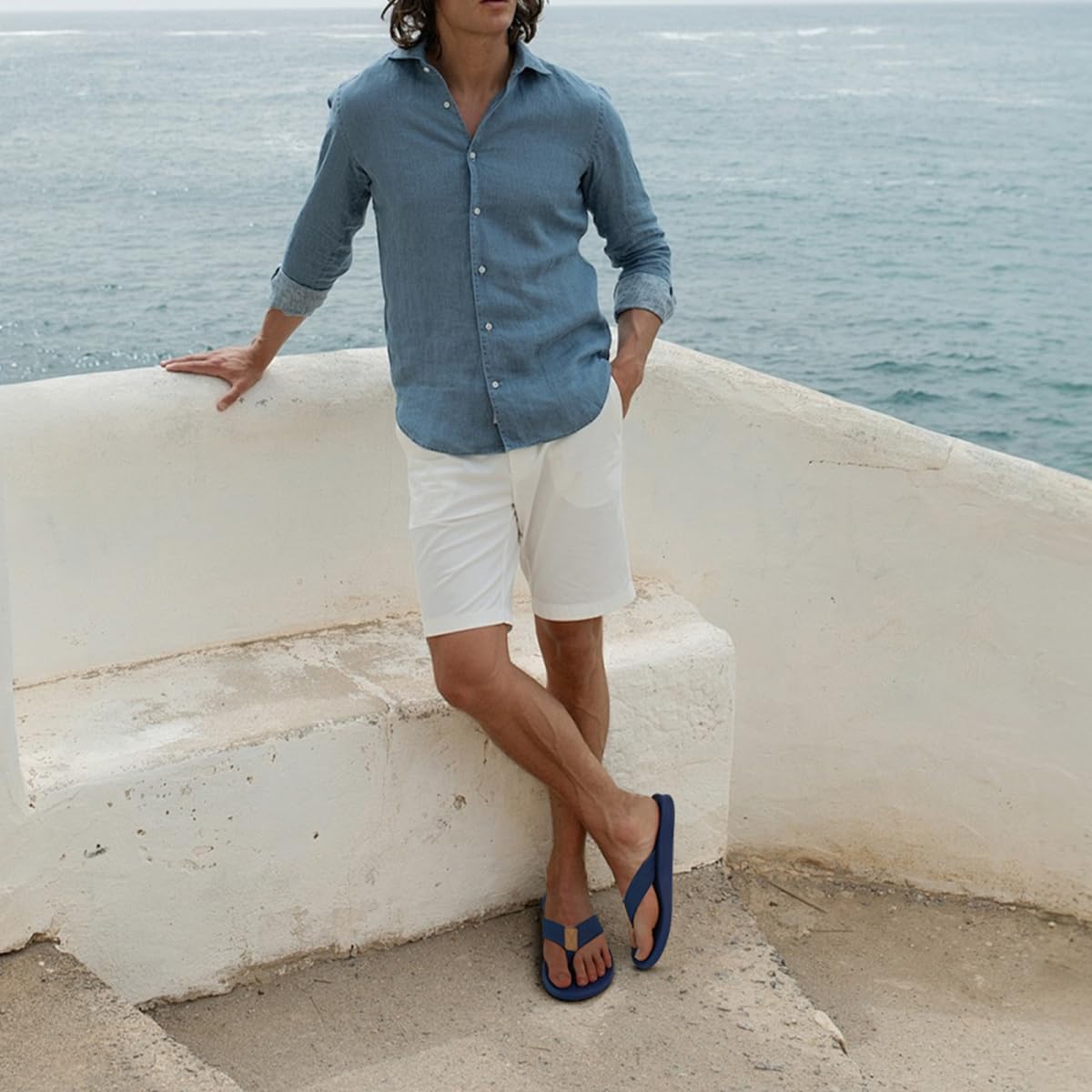 KuaiLu Mens Flip Flops Arch Support Comfortable Summer Beach Thong Sandals Yoga Foam Cushion Slip on Slippers - Image 2