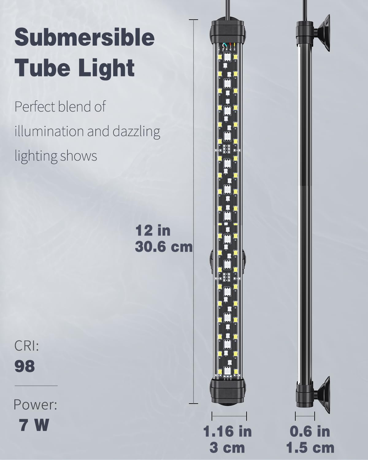 Pawfly 30cm LED Acquario Luce per vasca per pesci 24/7 con spettro completo di luci brillanti bianche blu rosse verdi LED multicolore con modalità D/N Effetti monocolore Timer e luminosità regolabile