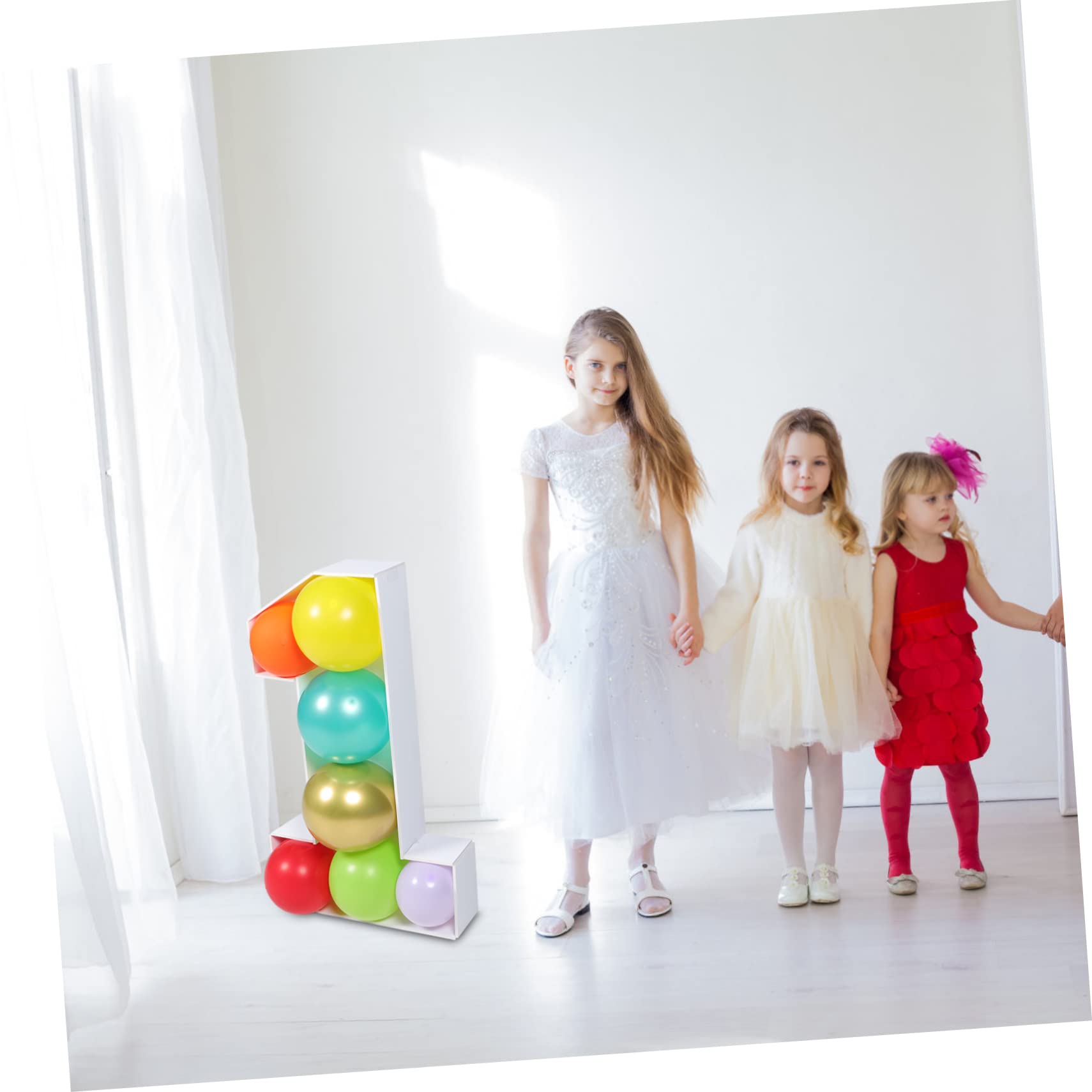 Zahlenförmiger Ballonrahmen Nr 1 aus Ps Weiß für Babyparty | Shower, Gender Reveal, Passende Deko für Mädchen und Kinder, Kompakte Kasten zum Arrangieren