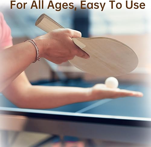 Miniatura 6 de 2 pares de palas de ping pong de madera para bricolaje, raqueta de tenis de mesa de madera sin terminar para pintar una experiencia única de pong