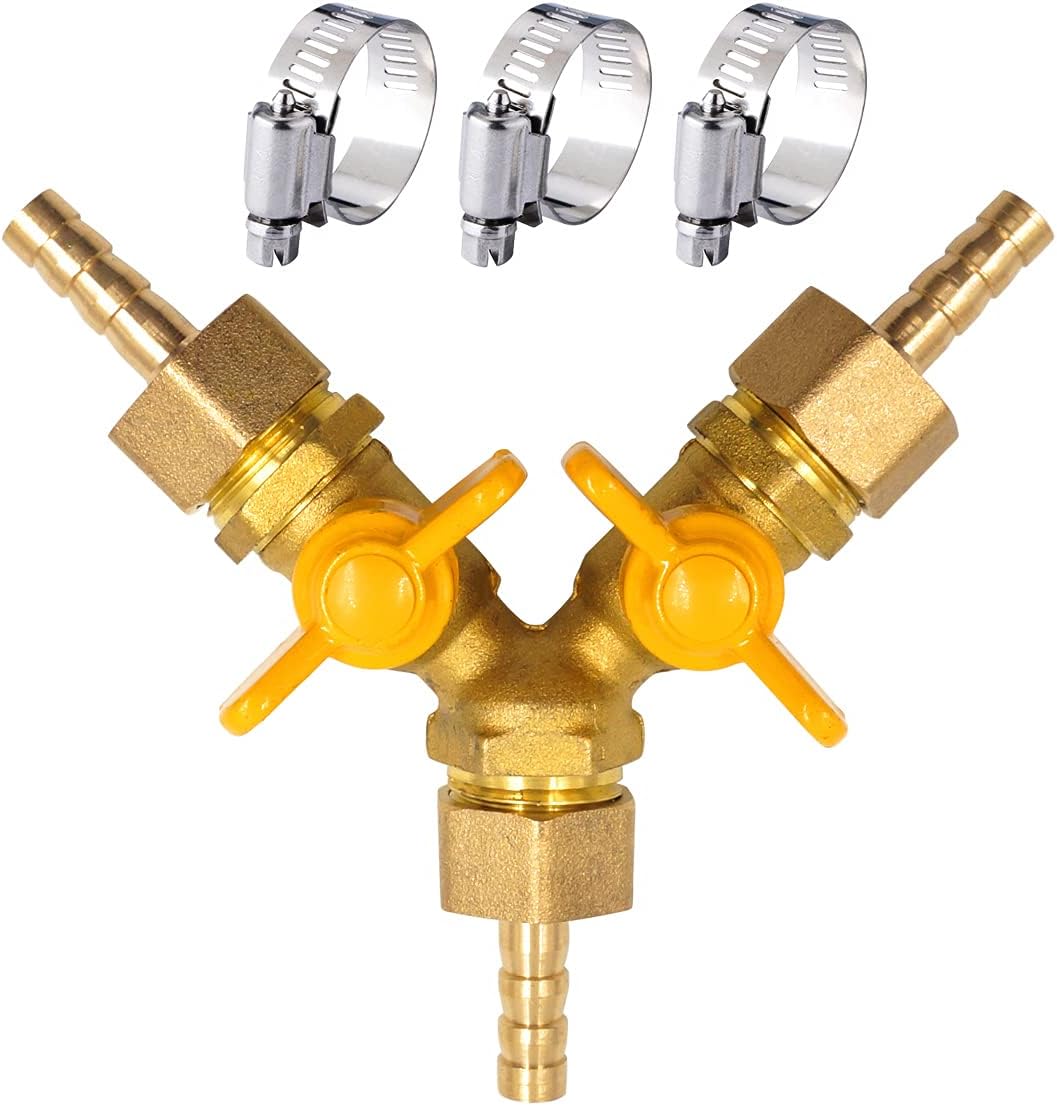 Amazon.com: Horiznext brass 5/16 inch O.D. barb three way shut off ball ...