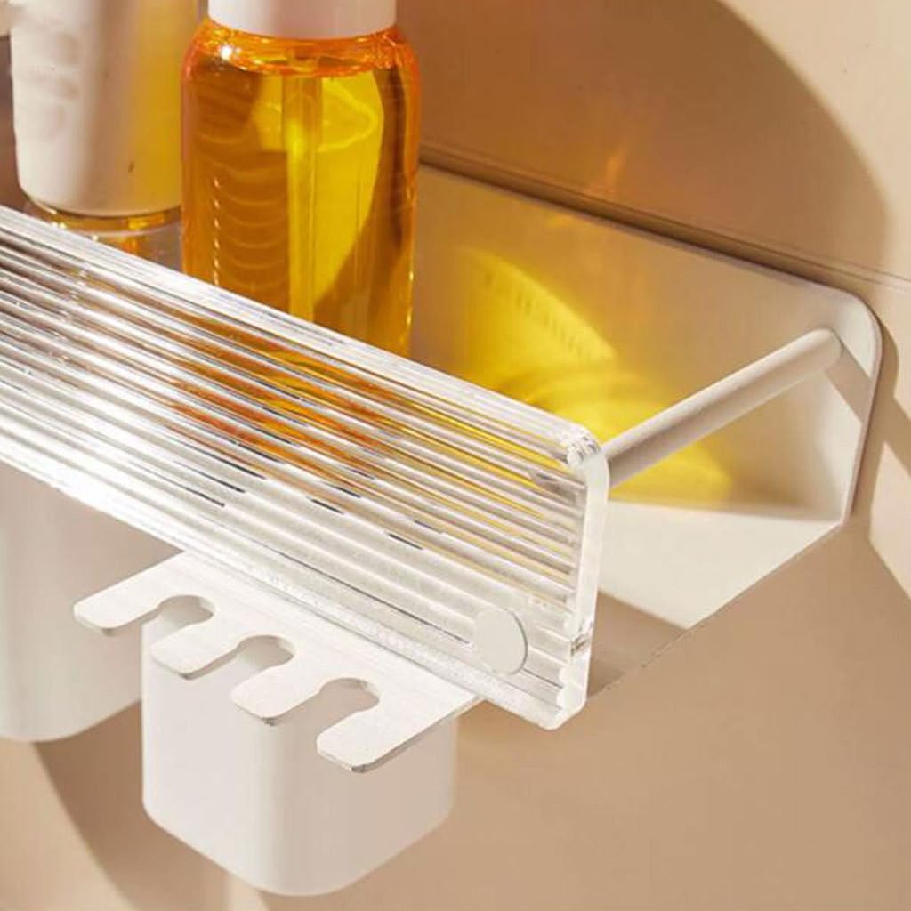Conveniente Juego de Soporte para cepillos de Dientes Blanco montado en la Pared, Soporte Organizador de plástico, Estante de Almacenamiento de Vasos de Dientes de Gran Capacidad Práctico