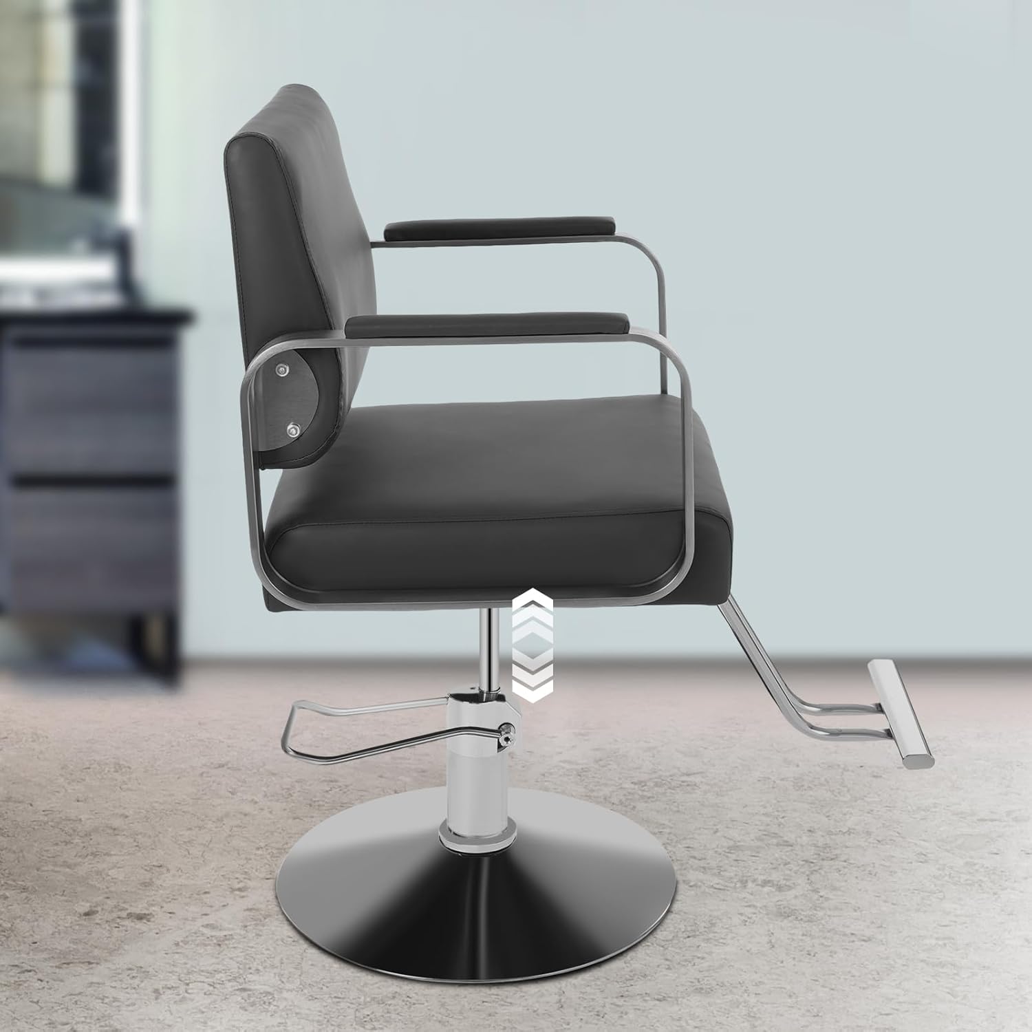 Stylist Chairs for Salon, Salon Chair for Hair Stylist, 360°Rotatable Barber Chair, Hair Chair Hair Salon Chair Styling Chair for Hair Stylist, Portable Salon Chair for Hair Stylist (Black+Silver)