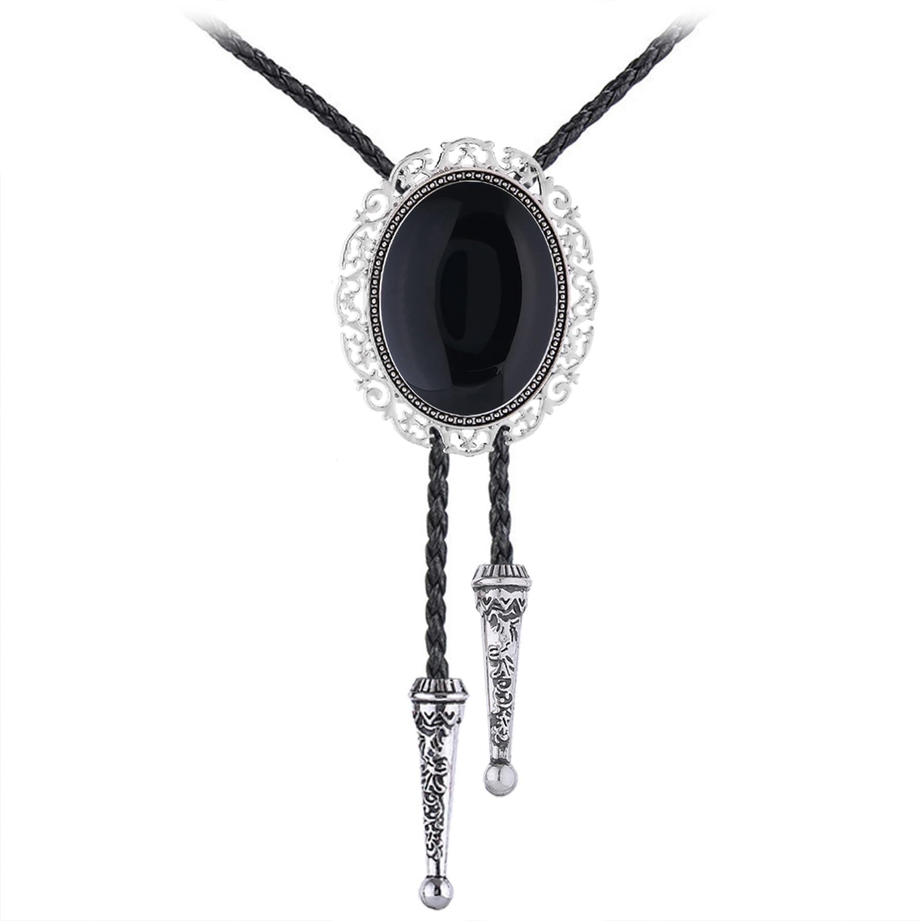 Jeilwiy Bolo Tie for Men Real Stone Westwern Cowboy Ties Silver Bolos Women Leather Necktie Gift for Birthday Christmas