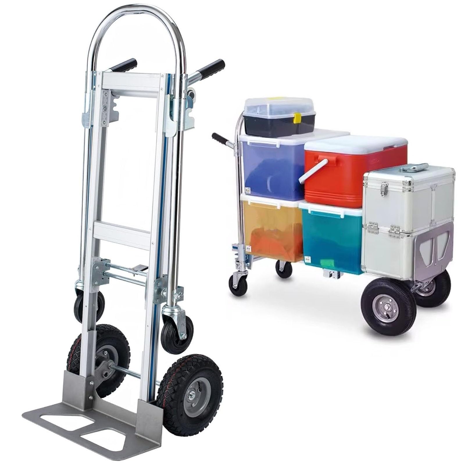 Folding Hand Trolley Aluminium Hand Trolley 2 in 1 Folding Transport Trolley for Warehouse Goods Supermarket Load 350 kg