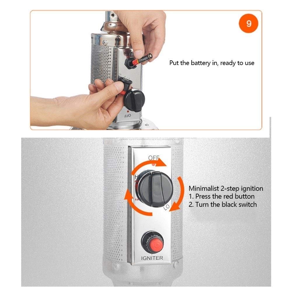 Chauffe-terrasse Chauffage d'extérieur Chauffage d'extérieur Chauffage d'extérieur pour terrasse au propane Hauteur 86,6 pouces Chauffage de terrasse sur roues, Hauteur réglab