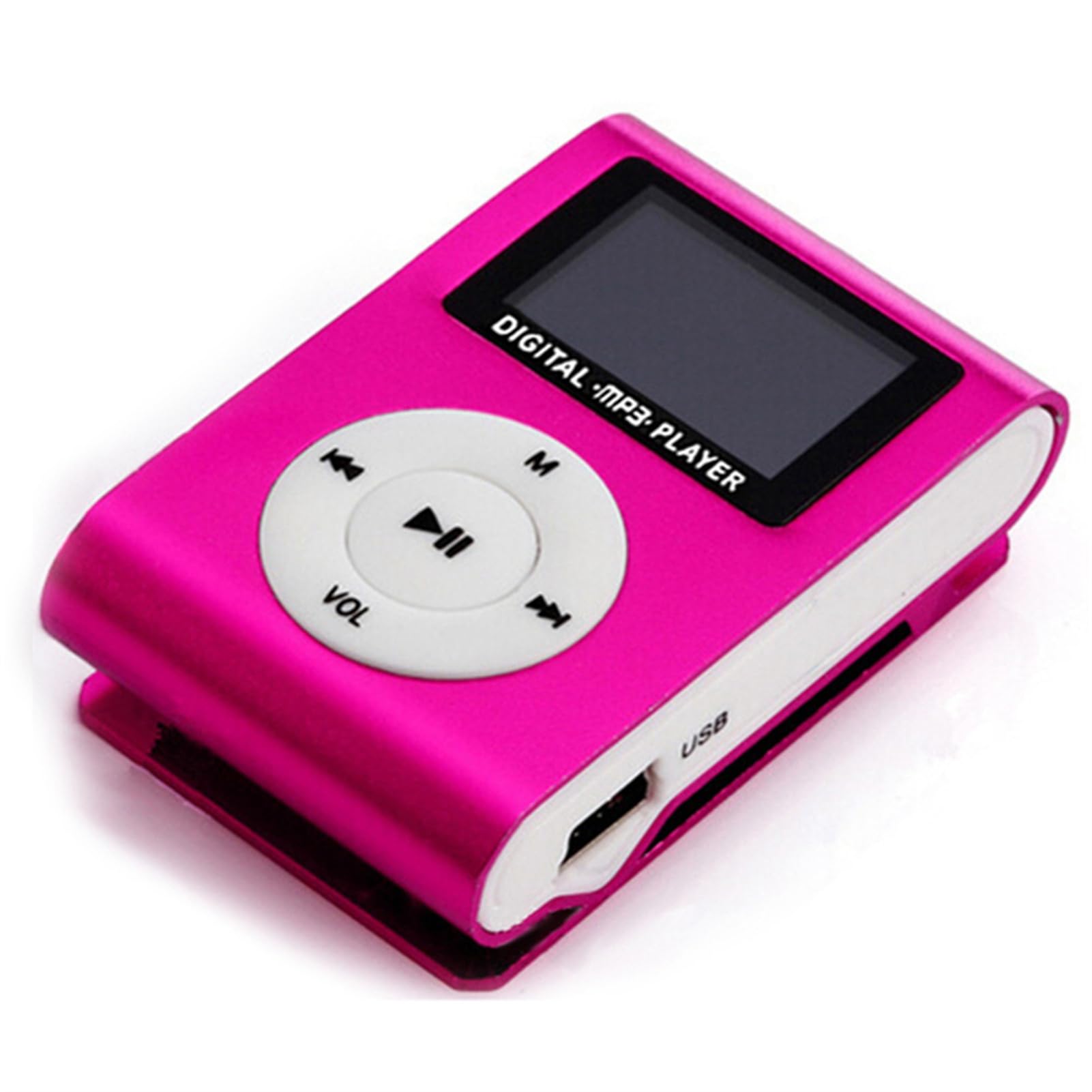 Diyeeni Mini MP3 Player, Portable Music Player with Clip, LCD Screen, Digital Music Media Player MiniMP3 BackClip Player Supports 32GB Memory, Earphone & USB Cable (Rose red)-image-30