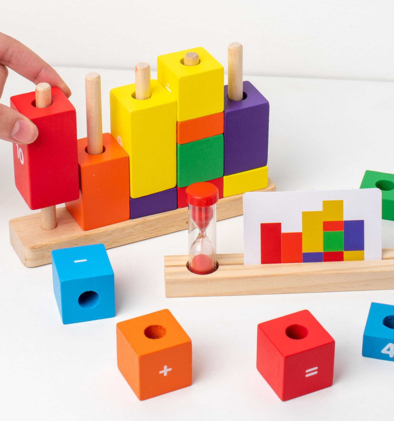 Juego de manipulativos matemáticos, Bloques apilables de números y Aros de conteo
