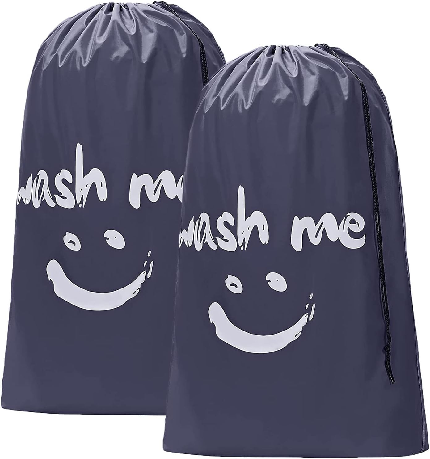 CJWLKJ 2-Pack XL Travel Laundry Bags, Machine Washable Dirty Clothes Organizer, Large Enough to Hold 4 Loads of Laundry, Easy Fit a Laundry Hamper or Basket (Grey, 24" x 36")