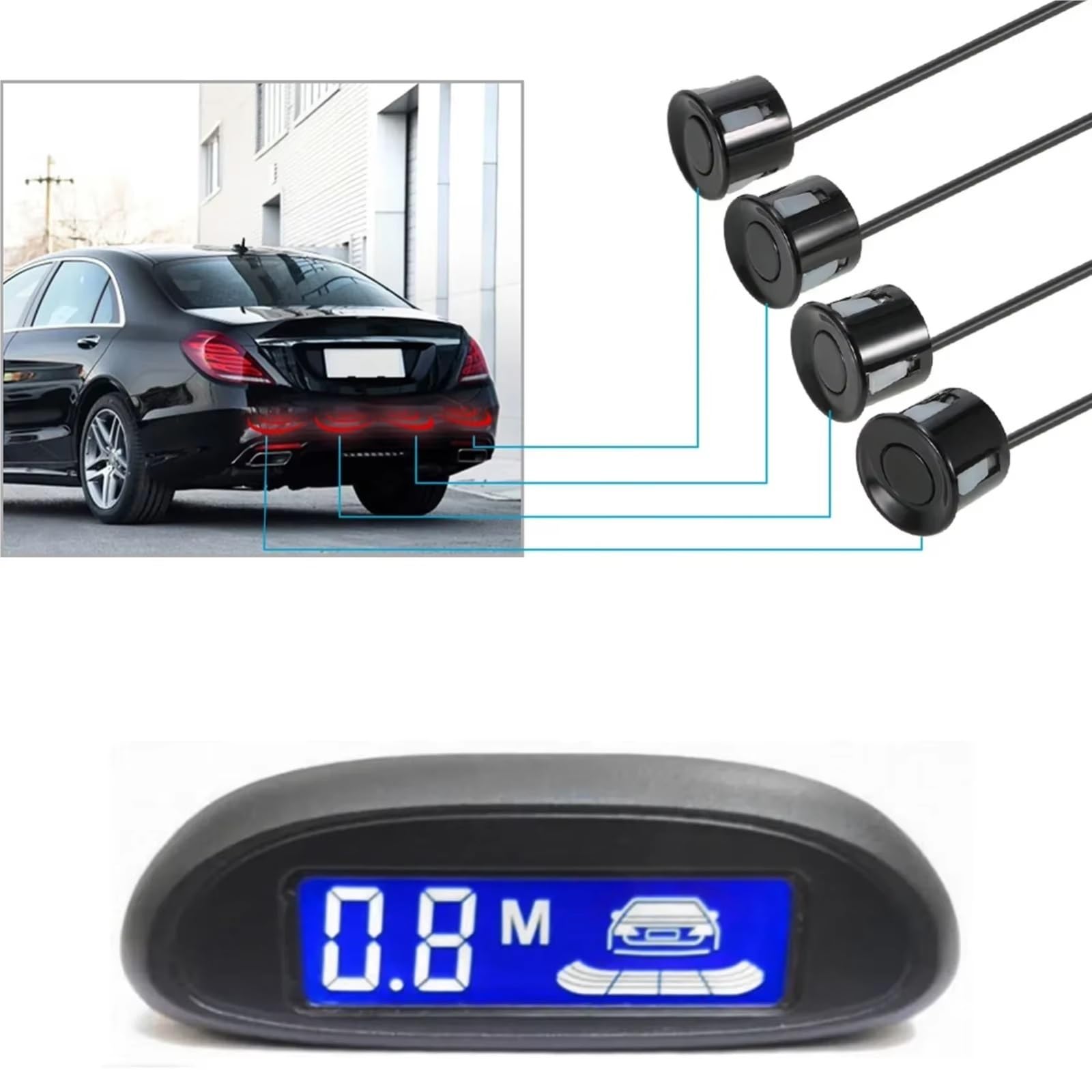 Sensori Parcheggio Per Auto Display LCD Radar Di Retromarcia Radar Di Retromarcia Avviso Sonoro Con 4 Sensori Sensibilità Regolabile Allarmi Acustici Sensore Retromarcia