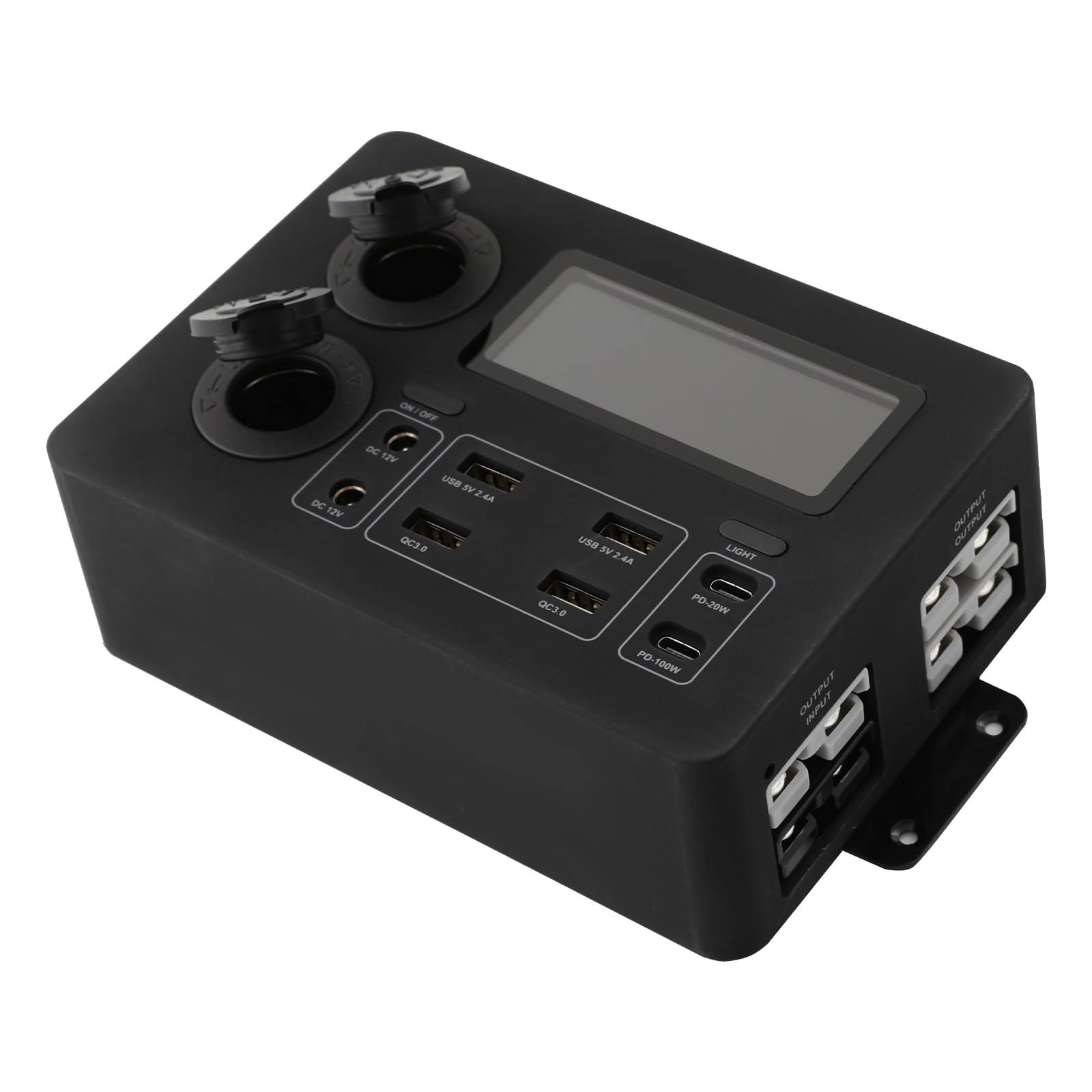 Mini Power Box - Estación de alimentación portátil con luces LED, LED, USB C y QC3.0, caja de distribución de energía portátil multifuncional para RV yates