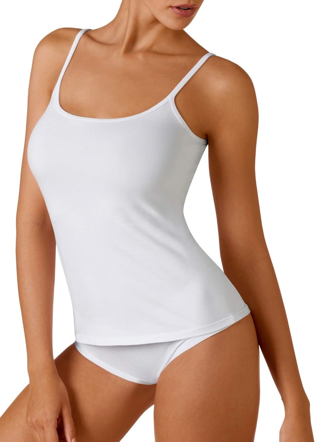 RAGNO Canottiera Body Donna Ricamata Spalla Larga 100% Cotone Filo di Scozia (III