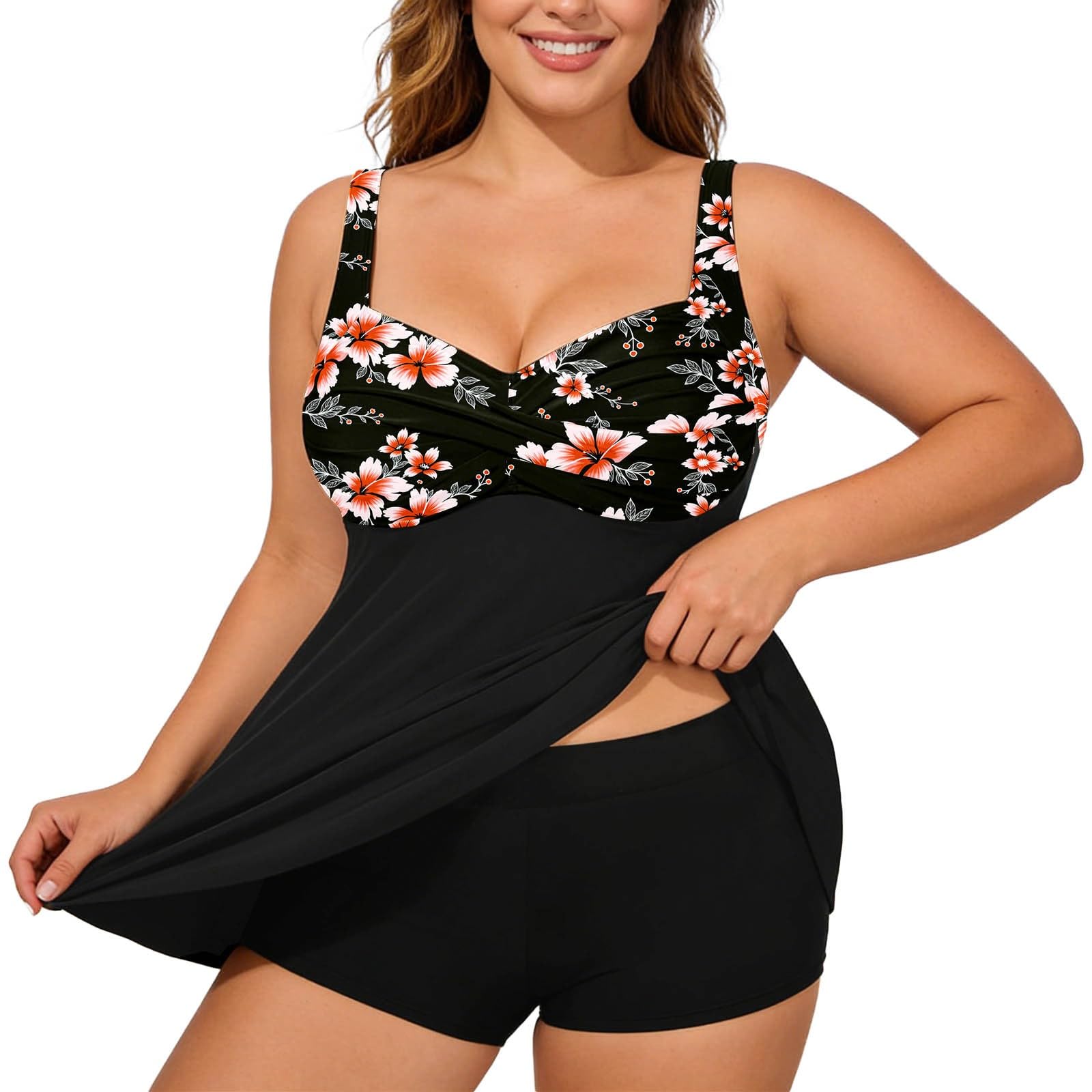 Haut de bain tankini grande taille avec armature de soutien et bretelles réglables