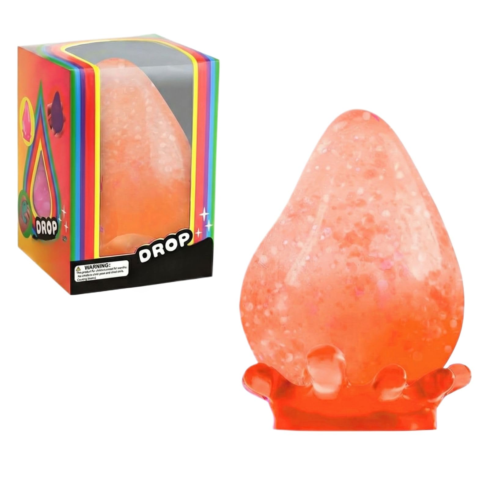 Wassertropfen Squishy, Tropfen Quetschspielzeug, Farbverläufe Wassertropfen Squishies, Fidget Toys Sensorisches Anti Stressball für Kinder&Erwachsene, Weihnachts Geburtstagsgeschenke 8.3cm (Orange)