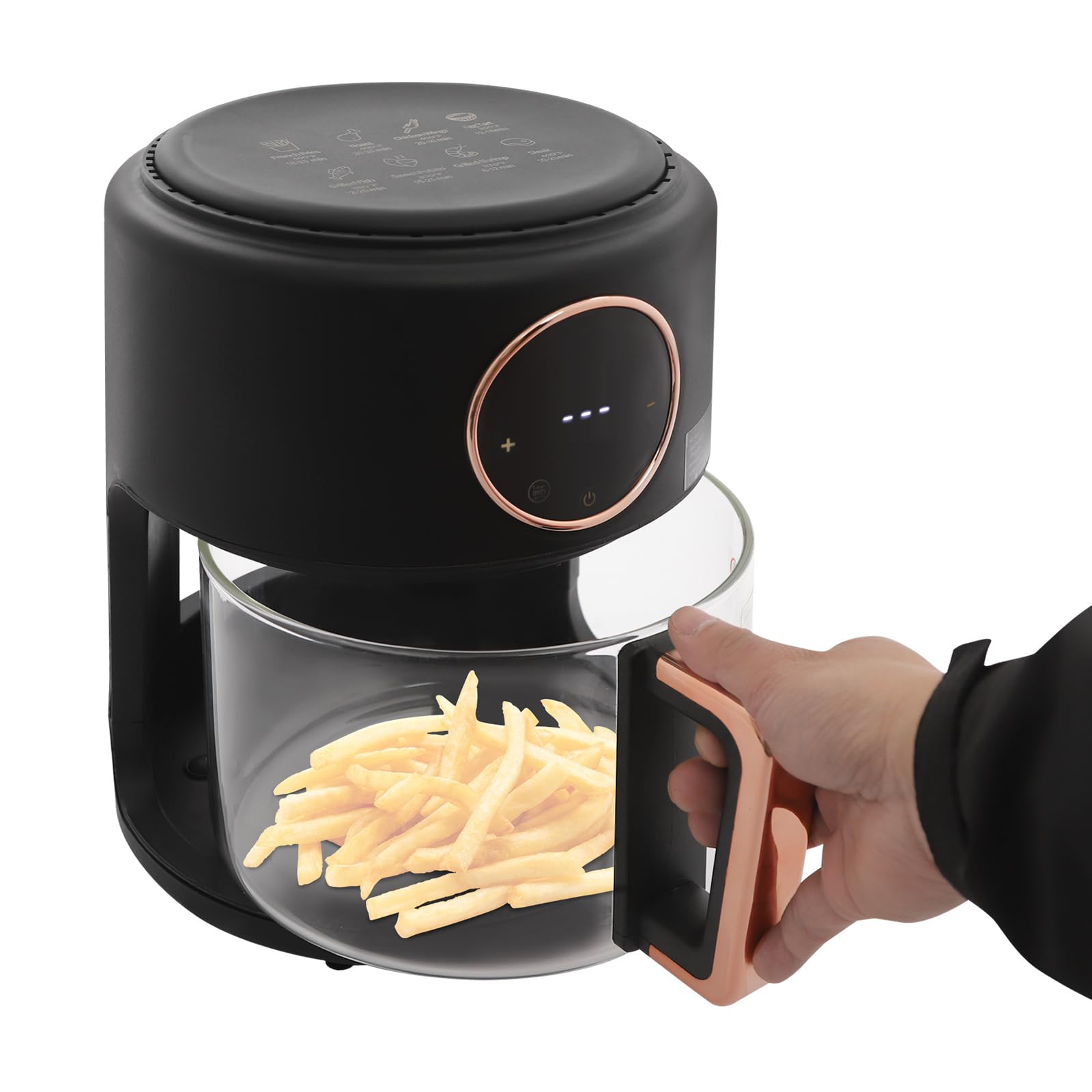 1200w 3 81qt Glass Air Fryer - 8 Preset Modes 360 Viewable Glass Pot Touchscreen for Home Restaurants