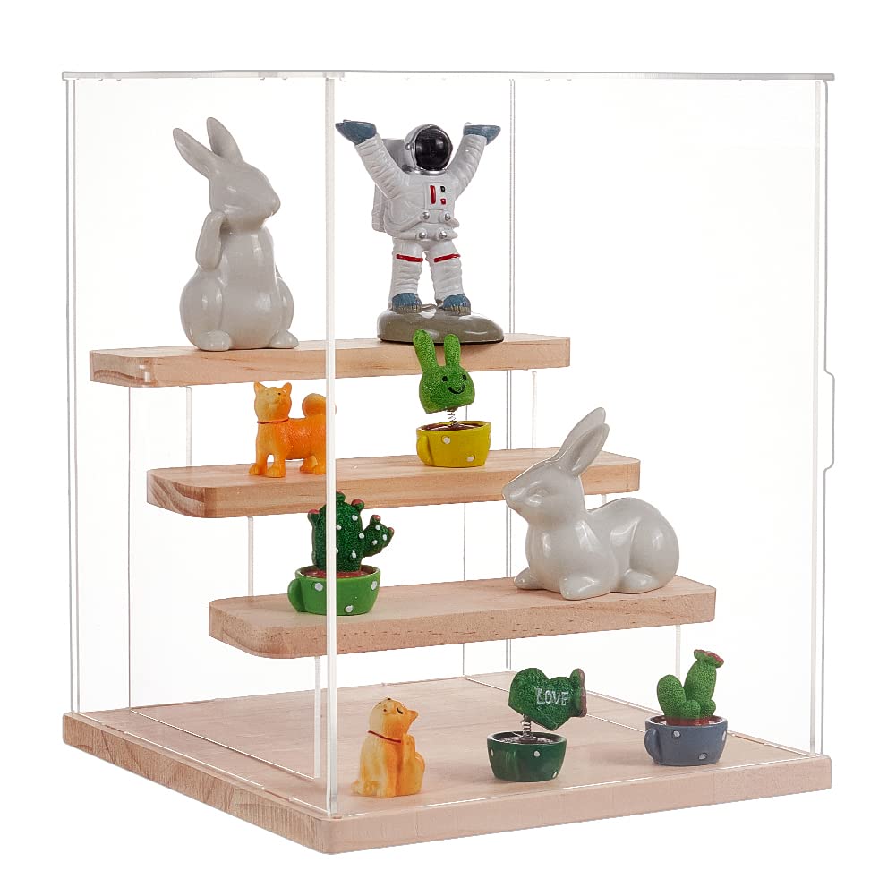 2 Vitrines Transparentes à 3 Niveaux BENECREAT - 50x50x50 Mm, Pour Minéraux, Figurines, Collections Coffret One Piece Vide