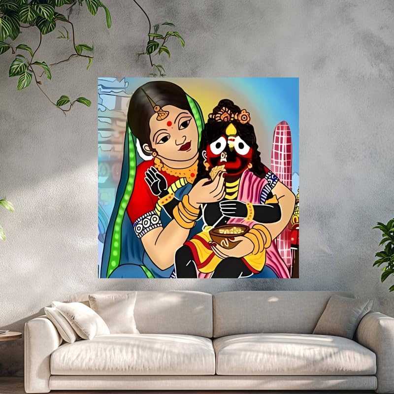 Image of British Terminal Cute little Bal Gopal Baby God Krishna| Kanha Ji | Laddu Lord Makhan Chor Painting Religious Poster for Pregnant Women for wall (matt thin vinyl,sticker,multicolor,unframed)| bj457