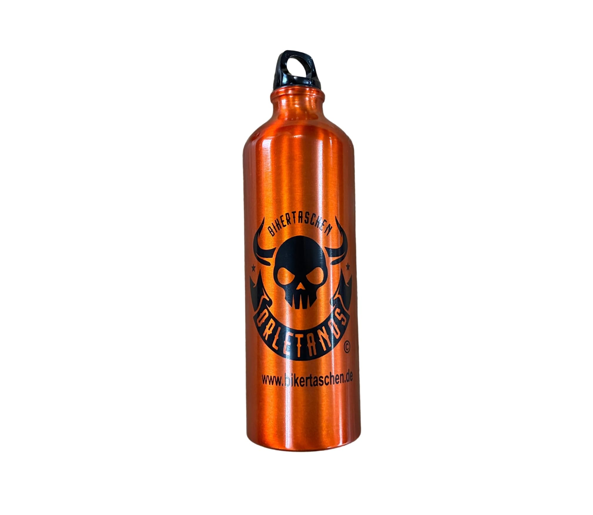 Benzinflasche Aluminium 800ml Orange Skull kompatibel mit Harley Davidson Schwingentaschen Seitentasche Satteltaschen Sportster Softail Rocker Biker Aluminium Alu Flasche benzin