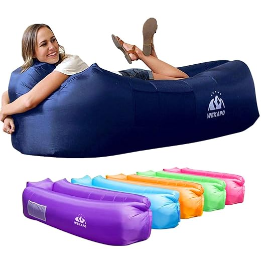 WEKAPO Inflatable Lounger Air Sofa Chair–Camping & Beach Accessories–Portable Water Proof Couch for Hiking, Picnics, Outdoor, Music Festivals & Backyard–Lightweight and Easy to Set Up Air Hammock