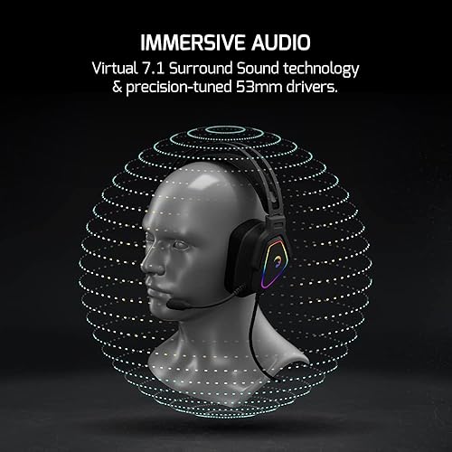 Miniatura 8 de GAMEPOWER Kyruse - Auriculares USB para juegos, sonido envolvente virtual 7.1, auriculares LED RGB con cable con controladores de 2.087 in, diseño